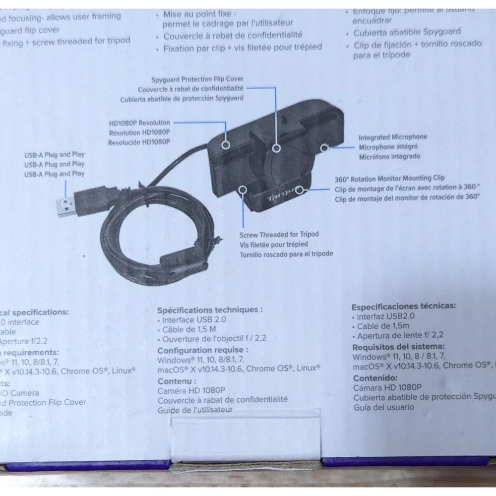 Targus Webcam Pro 1080P HD Camera 360 Rotation, Integrated Mic - Windows | MacOs